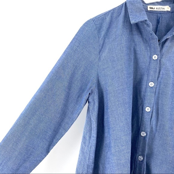 SBJ Austin Women's Chambray Flare Hemline Top - 1 - Picture 2 of 5